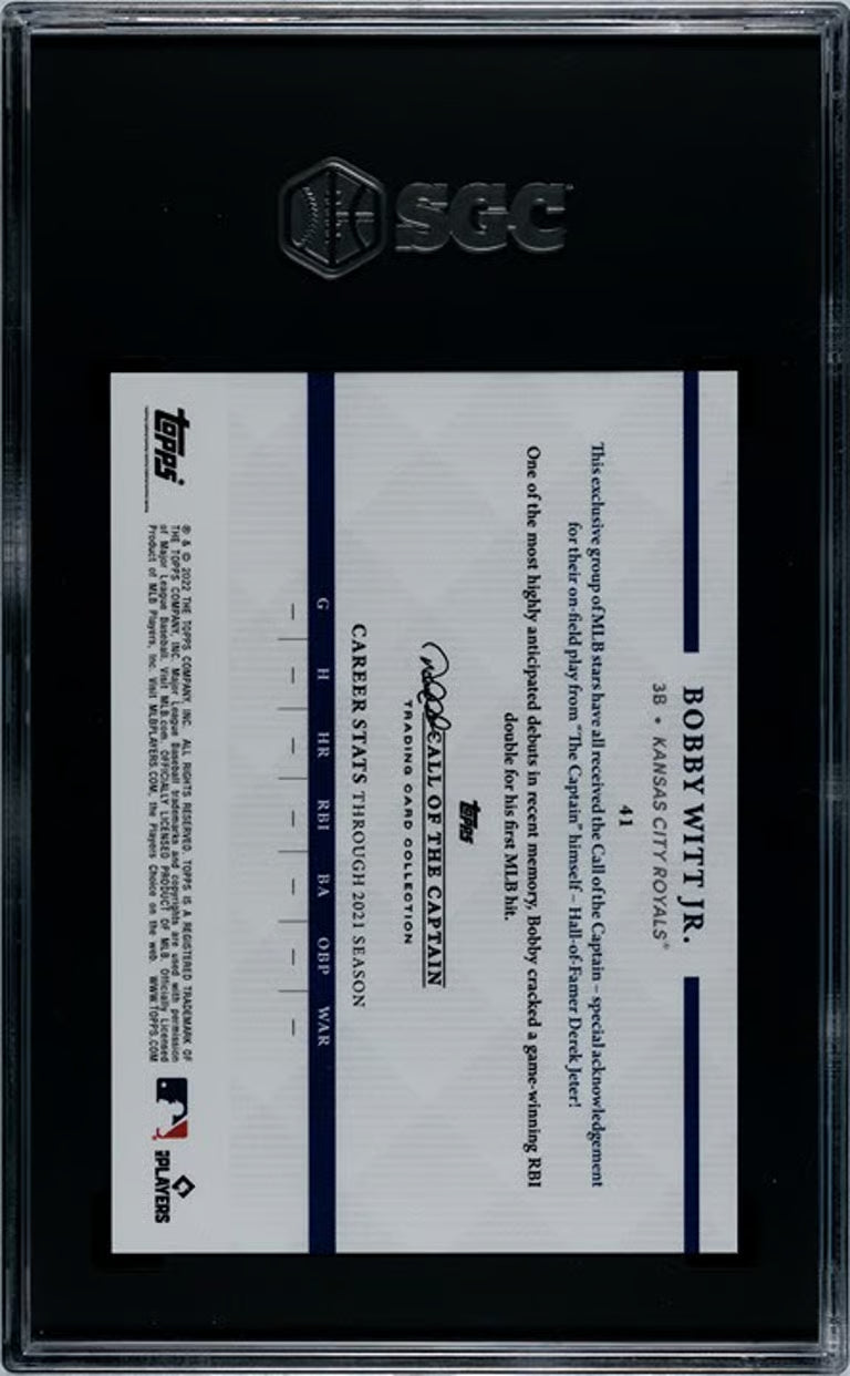 2022 Topps X Jeter Bobby Witt Jr. #41 RC SGC 10 GEM!