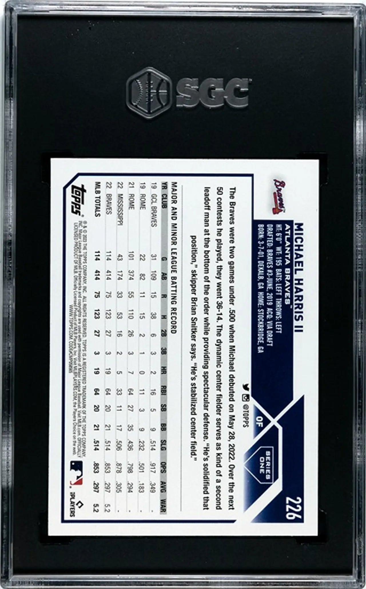 2023 Topps Michael Harris ll #226 RC SGC 9.5.