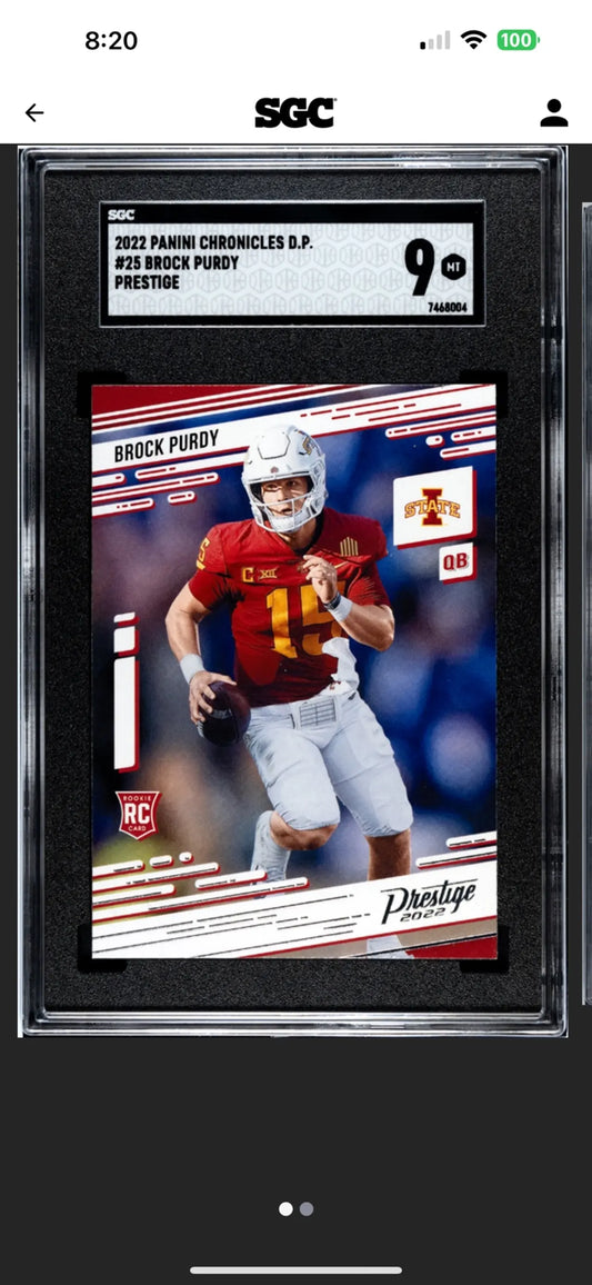 2022 Panin Chronicles DP Brock Purdy #25 SGC Mint 9.