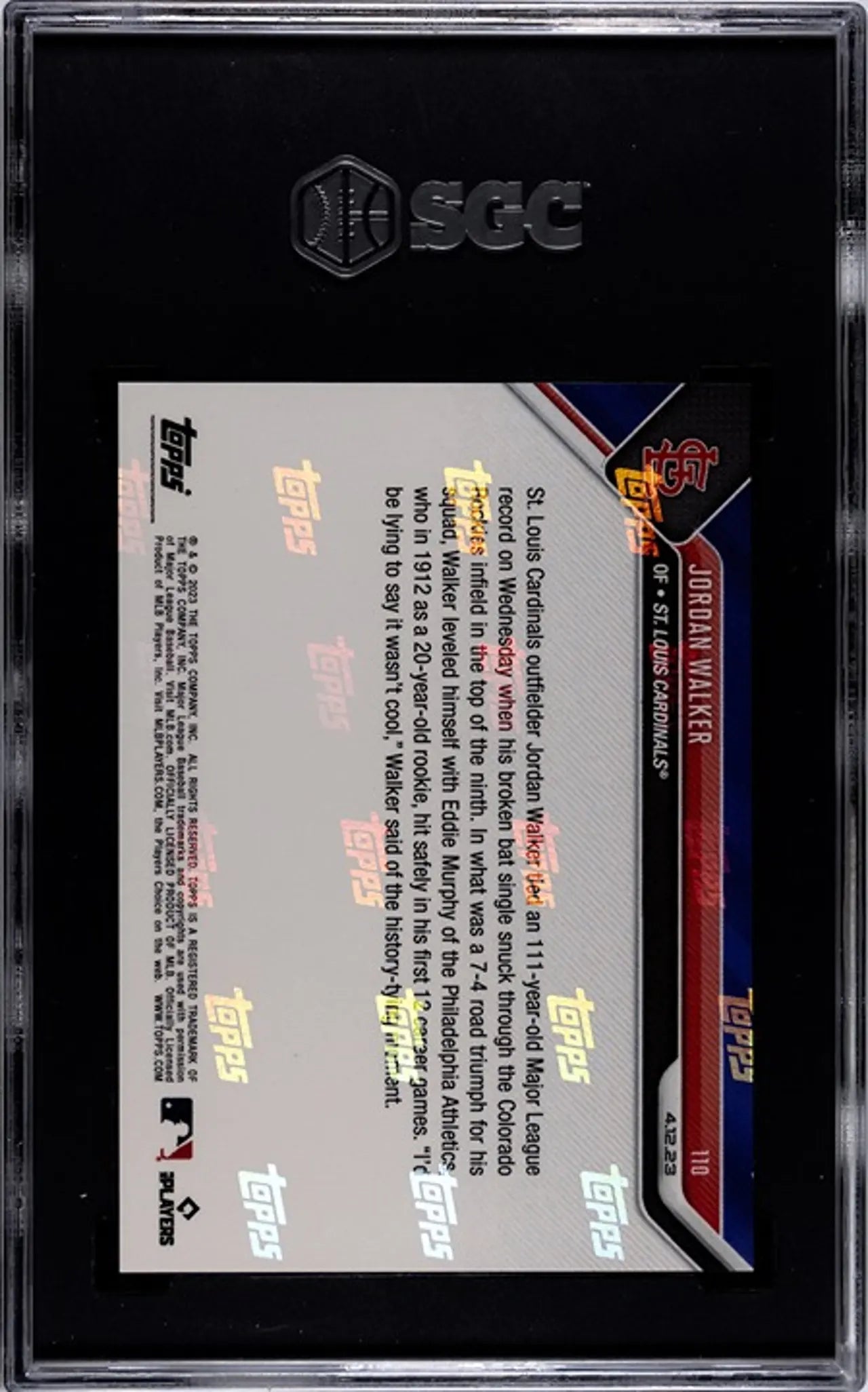 2023 Topps Now Jordan Walker RC #110 4.12.23 Graded GEM 10!