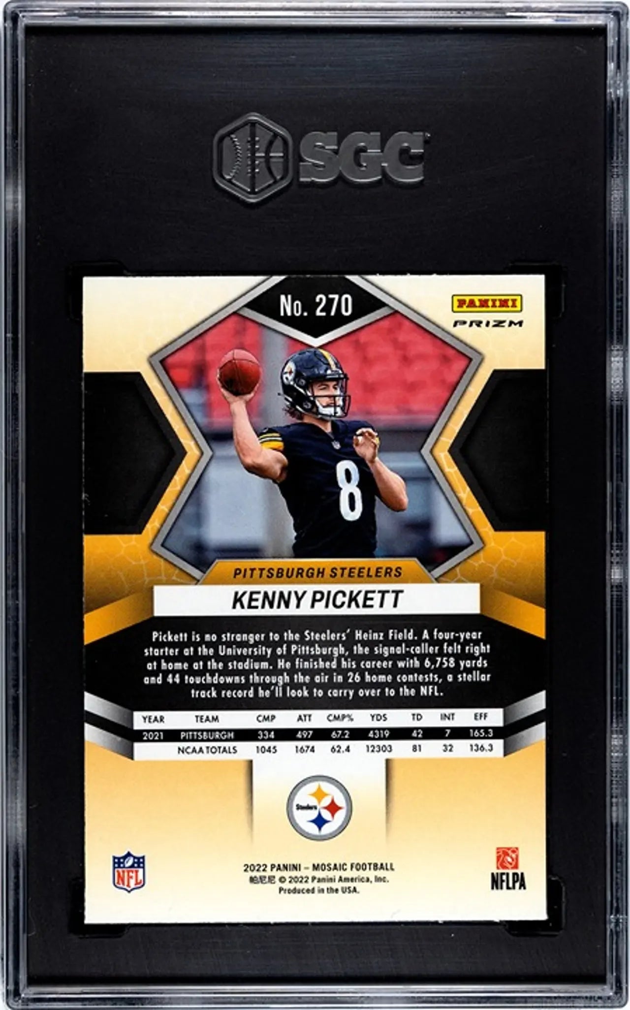2022 Panini Mosaic Kenny Pickett Orange Prizm #270 RC! SGC MINT 9.5!
