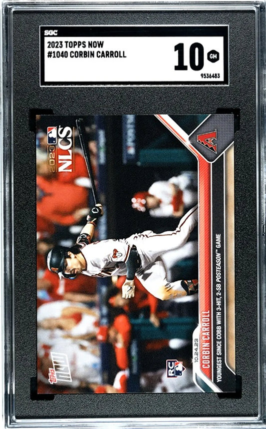 2023 Topps Now Corbin Carroll RC #1040 SGC GEM 10! Youngest since Cobb!