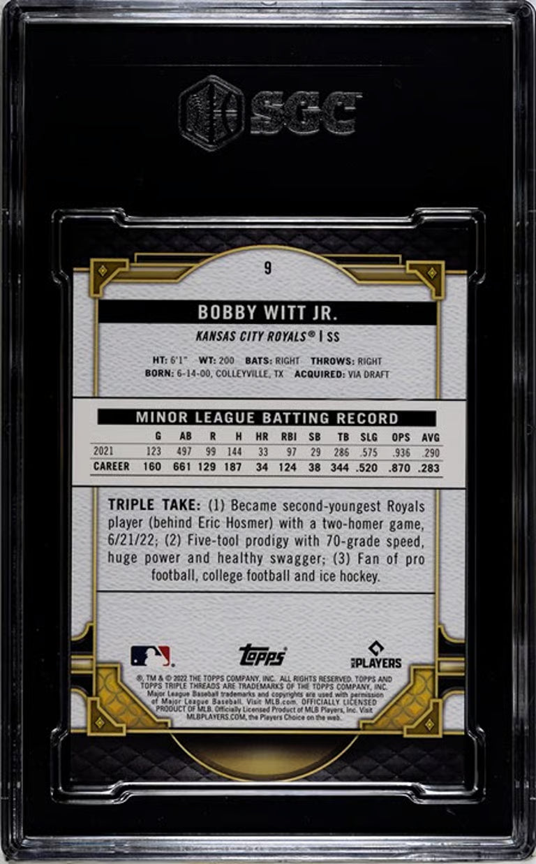2022 Topps Triple Threads Bobby Witt Jr. #9 RC Graded 9.5!