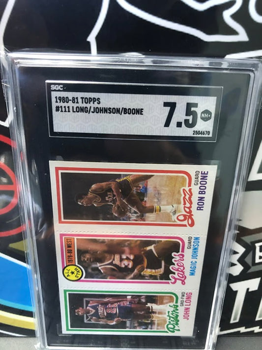 1980-81 Topps Johnson, Long and Boone. #111 RC All-Star. SGC 7.5!