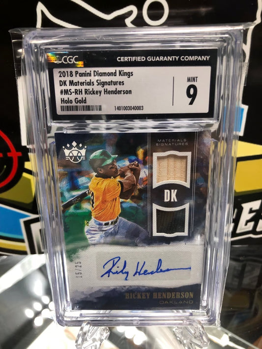2018 Panini Diamond Kings Rickey Henderson Holo Gold Lim Auto Relic!