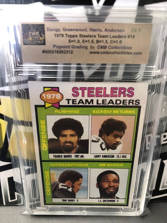 1979 Topps Steelers Team Leaders Dungy, Greenwood, Harris & Anderson.