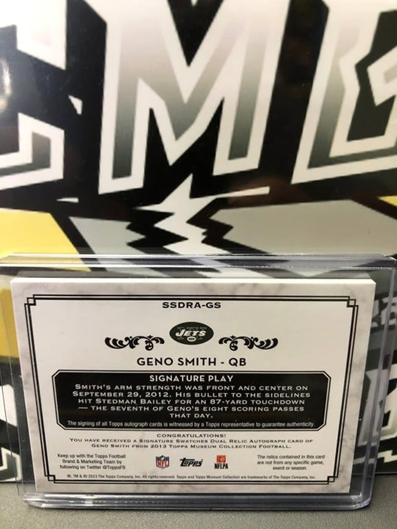 2013 Topps Museum Colectn Geno Smith Lim. Autograph Relic #SSDRA-GS. RC! #39/55!