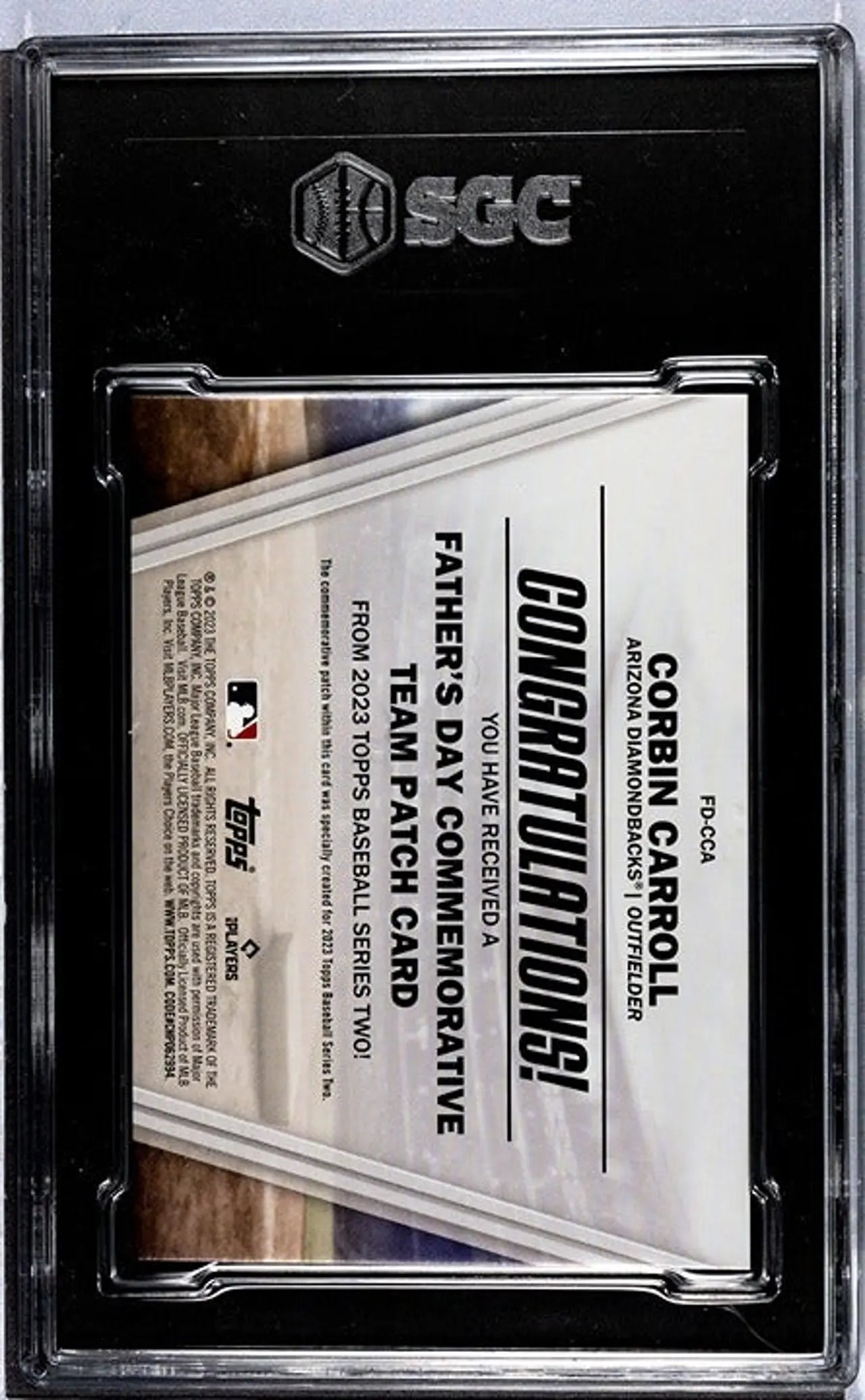 2023 Topps Father's Day Patch Corbin Carroll RC #FD-CCA SGC 9!