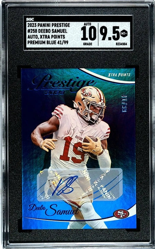 2023 Panini Prestige Deebo Samuel Auto 41/99! SGC 10/9.5! Premium Blue!