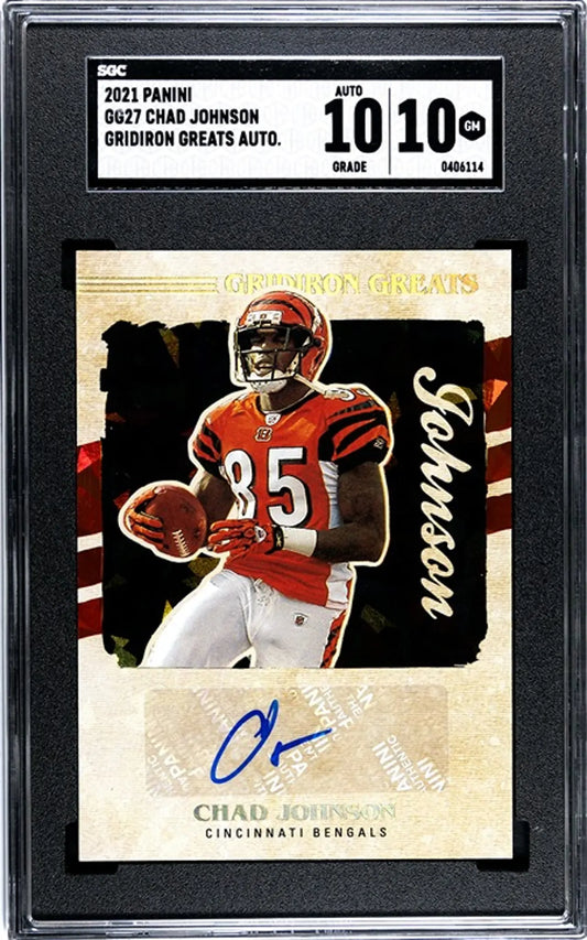 2021 Panini Chad Johnson Gridiron Greats Auto #GG27 SGC Graded 10/10!