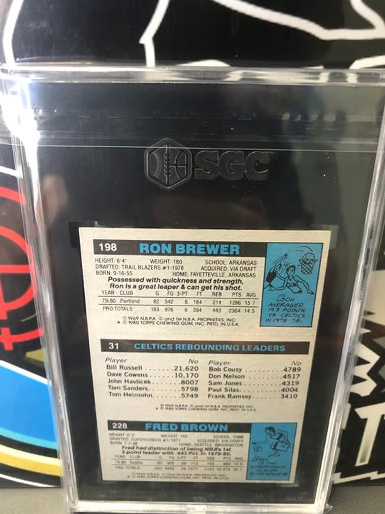 1980-81 Topps Bird, Brown & Brewer RC #165 SGC 7.