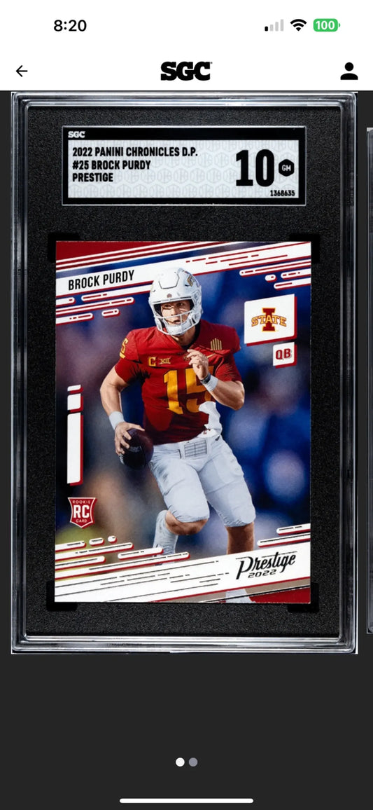 2022 Panin Chronicles DP Brock Purdy #25 SGC Gem Mint 10!