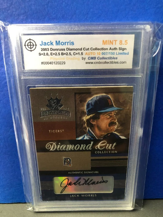 2003 Donruss Diamond Cut Jack Morris Auth Signature 007/150 Graded 8.5!