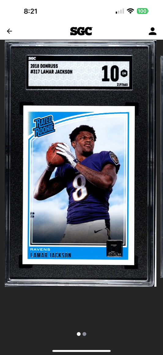 2018 Donruss Lamar Jackson #318 RR Graded SGC GEM 10!