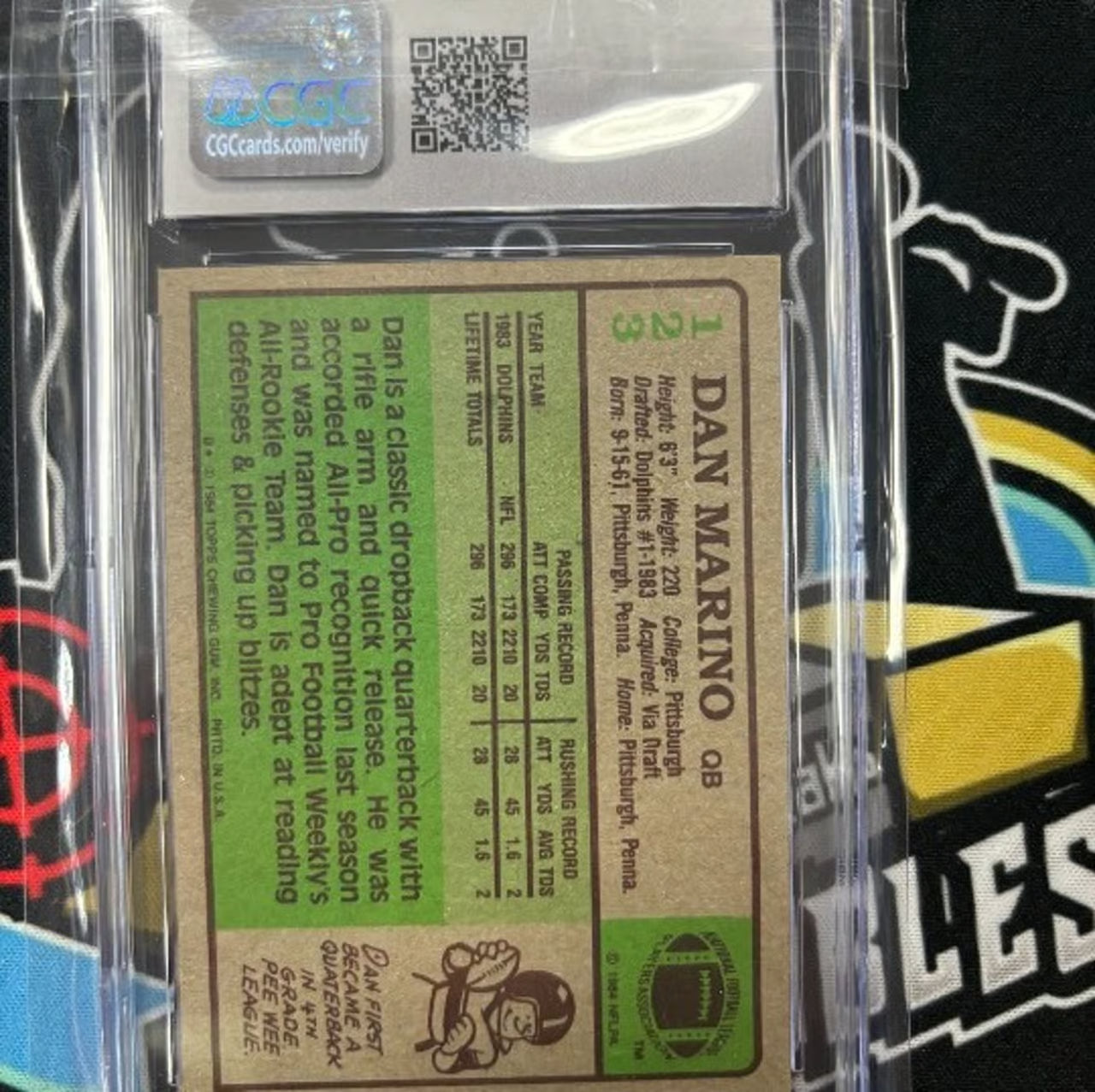 1984 Topps Dan Marino RC #123 CGC Graded 7.5!