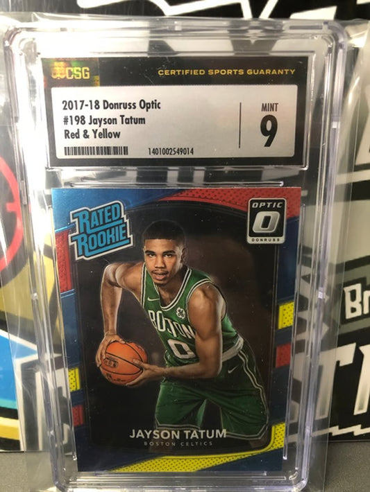 2017-18 Donruss Optic Jayson Tatum #198 Red&Yellow RC Graded MINT 9!