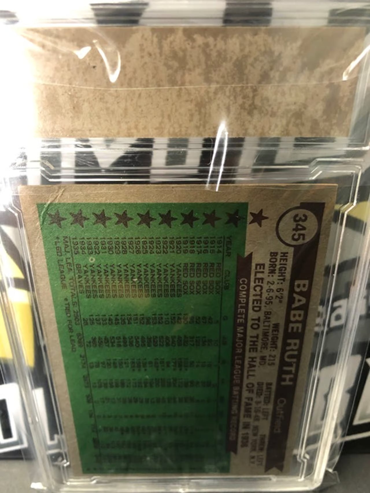 1976 Topps Babe Ruth The Sporting News #345 All-Time All-Stars Graded 5!