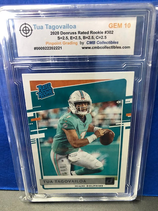 2020 Donruss Rated Rookie Tua Tagovailoa Rated Rookie #302 Graded GEM 10!