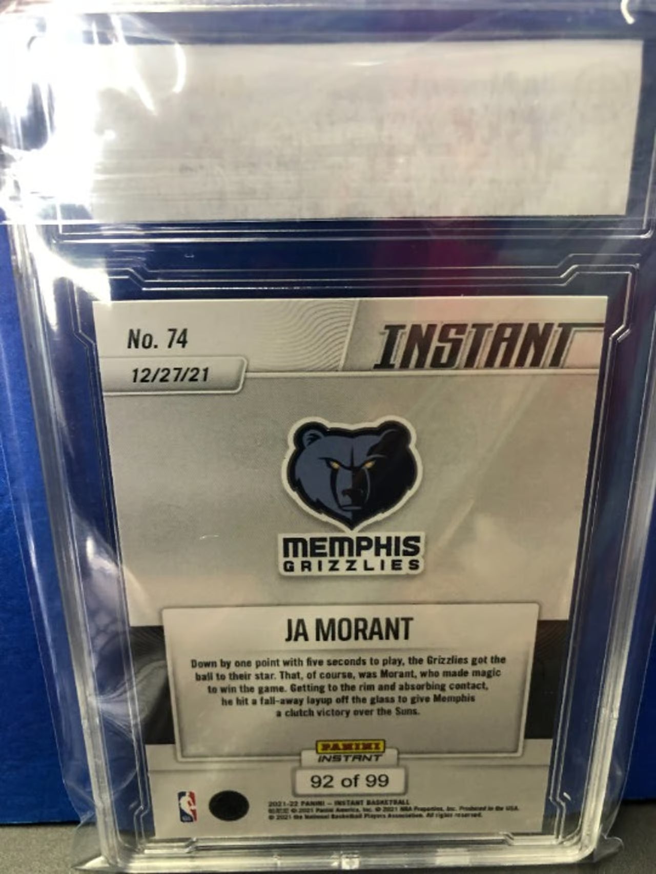 2021 Panini Instant Ja Morant #74 Limited 92/99 Graded 9.5!