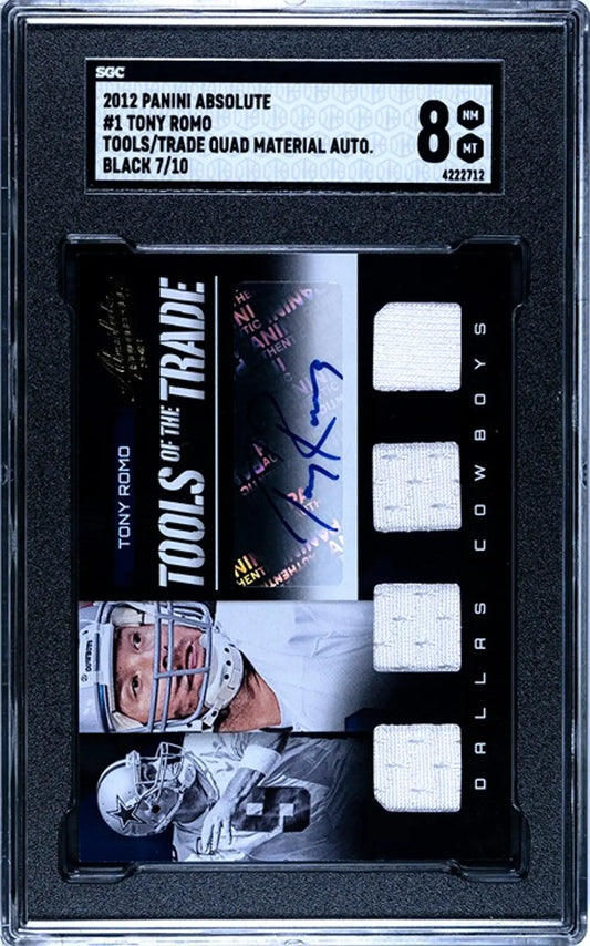 2012 Panini Absolute Tony Romo #1 Quad Material Auto Limited 7/10! SGC8!