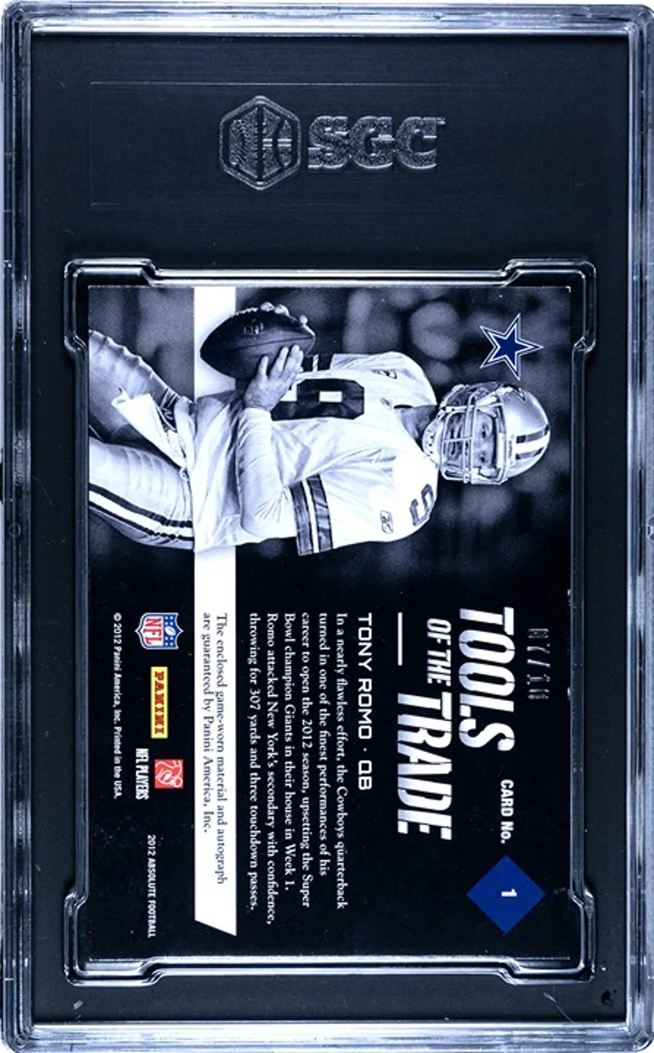 2012 Panini Absolute Tony Romo #1 Quad Material Auto Limited 7/10! SGC8!