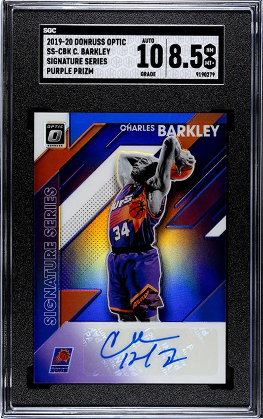2019-20 Donruss Optic Charles Barkley Signature Series Purple Prizm Auto #SS-CBK. Graded 10/8.5!