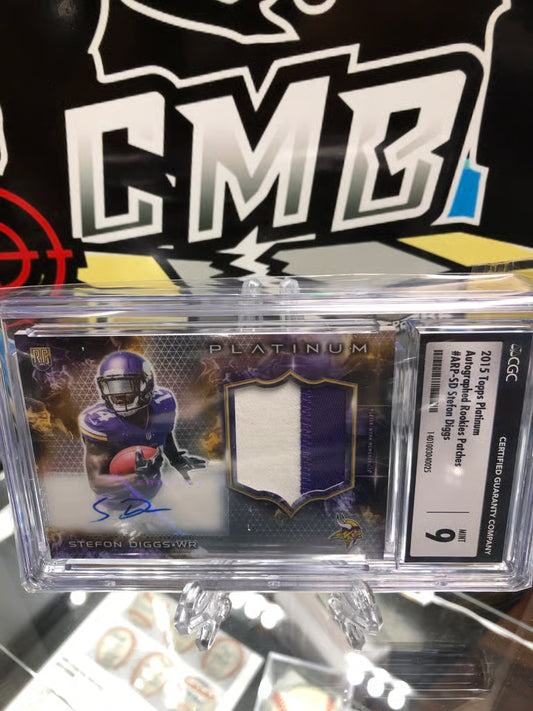 2015 Topps Platinum Stefon Diggs RC Patch Auto #ARP-SD. Graded 10/9!