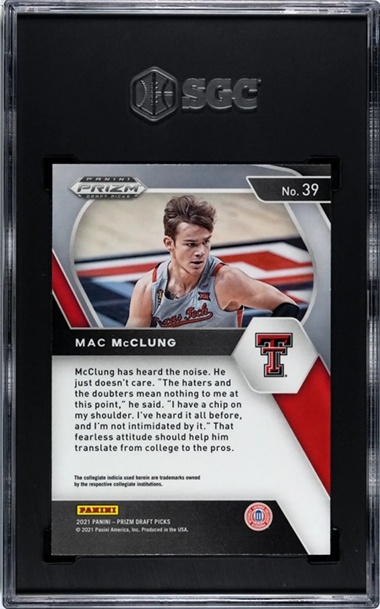 2021-22 Panini Prizm D.P. Mac McClung RC #39 DUNK CHAMP! SGC 9.5!