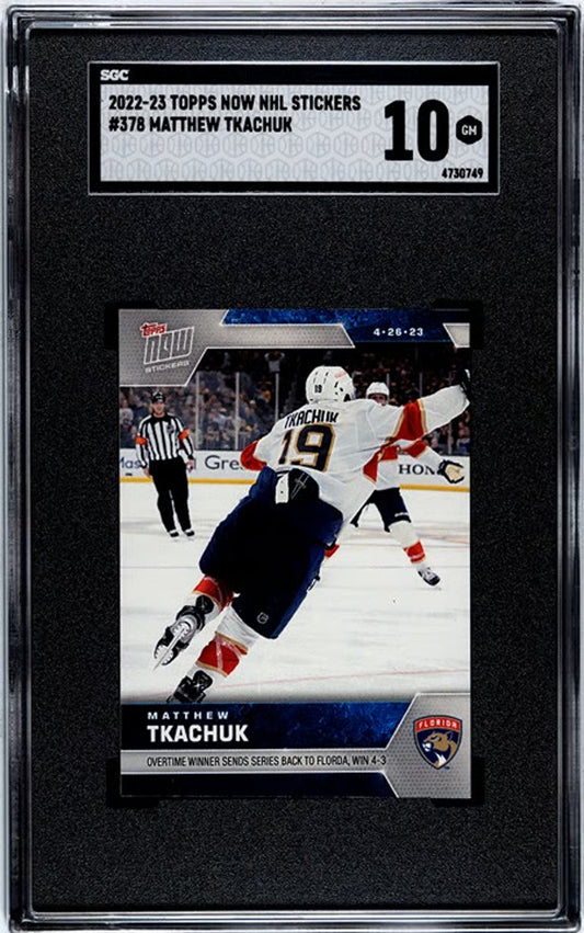 2022-23 Topps Now Matthew Tkachuk #378 Sticker. SGC GEM 10!
