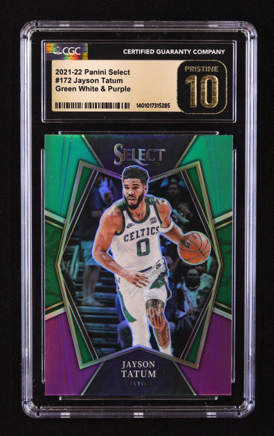 Jayson Tatum 2021-22 Select Prizm Green White Purple #172 Pristine CGC 10!