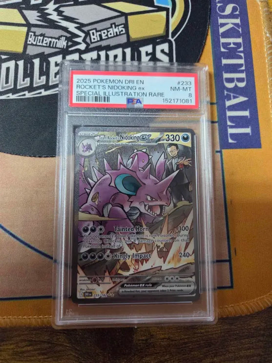 2025 Pokemon Team Rocket's Nidoking PSA 8