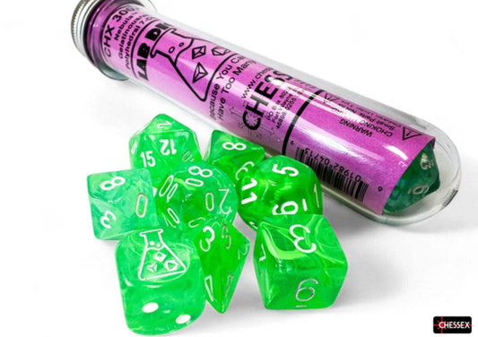 Chessex - Dice Poly Lab 9 Nebula Gelatinous/White 7ct set