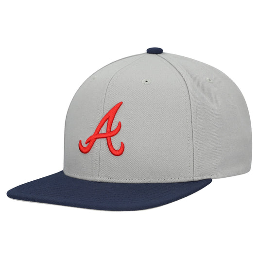Atlanta Braves Mitchell & Ness Basic Flip Snapback Hat - Gray