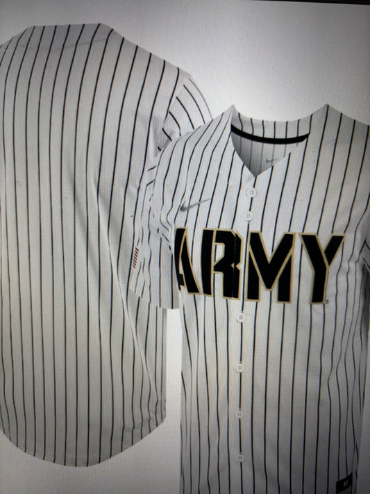 Army Black Knights Nike Pinstripe Replica Full-Button Baseball Jersey - White/Black.