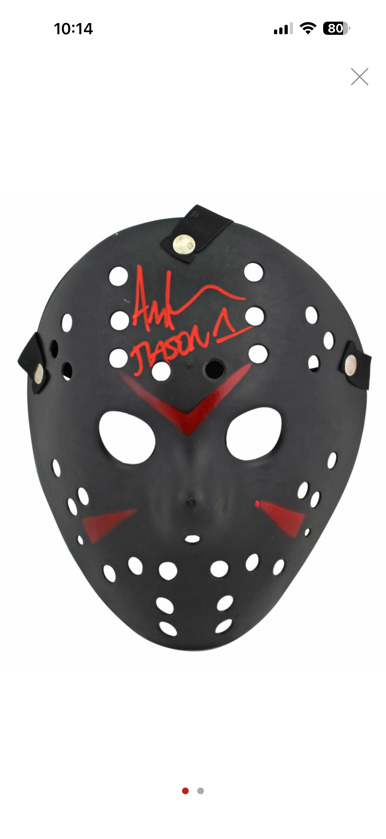 Ari Lehman Signed Friday the 13th Mask Inscribed "Jason 1" Beckett COA.