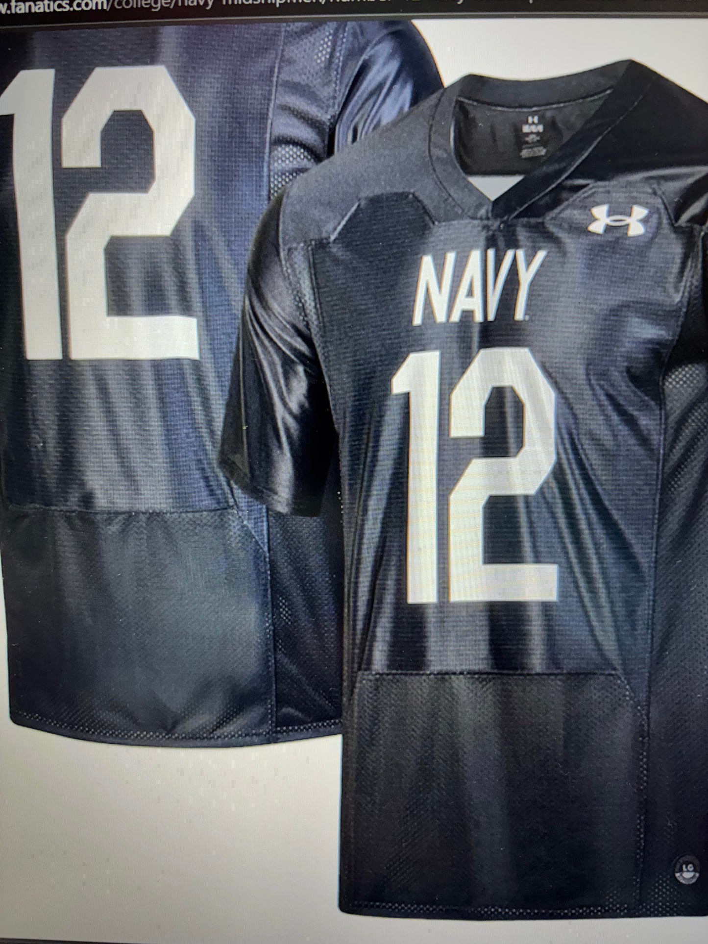 #12 Navy Midshipmen Under Armour Silent Service Replica Football Jersey - Navy