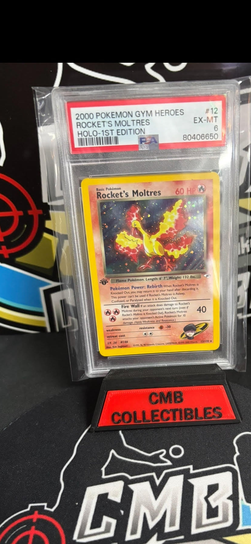 2000 Pokemon Gym Heroes Rocket's Moltres Holo 1st Edition #12 PSA 6.